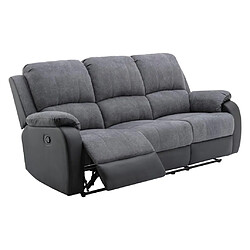 Acheter Vente-Unique Canapé 3 places relax en microfibre et simili gris et noir BRODY