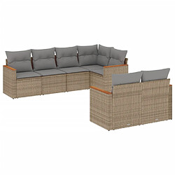 vidaXL Salon de jardin avec coussins 7 pcs beige résine tressée