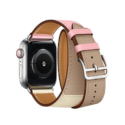 Avis Wewoo Bracelet en cuir bicolore à boucle de poignet pour Apple Watch séries 3 et 2 et 1 de 38 mmcerise rose + blanc + céramique argile