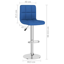 vidaXL Tabourets de bar lot de 2 bleu tissu pas cher