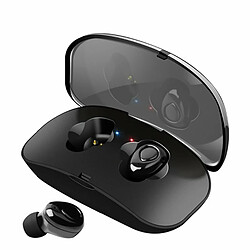 X18 Casque Sans Fil Écouteur Caché 5.0 Bluetooth Écouteur Stéréo Sans Fil Avec Micro Stockage De Batterie Portable - Noir 