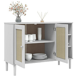 Avis vidaXL Buffet SENJA aspect rotin blanc 112x40x80cm bois massif de pin