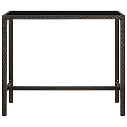 vidaXL Table de bar de jardin Marron 130x60x110cm Résine tressée verre