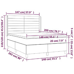 Maison Chic Lit adulte- Lit + matelas + LED,Sommier à lattes de lit matelas et LED Noir 140x200 cm Tissu -GKD22122 pas cher