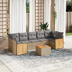 vidaXL Salon de jardin avec coussins 8 pcs beige résine tressée 