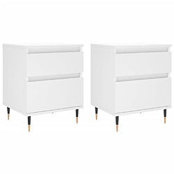 Maison Chic Lot de 2 Tables de chevet,Table de nuit,Table d'appoint pour salon blanc 40x35x50 cm bois d’ingénierie -MN11845