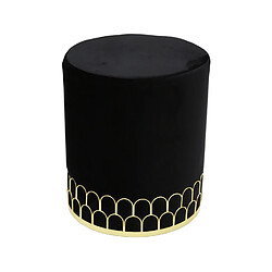 The Home Deco Factory Pouf en velours design Art Décoration - Diam. 35 x H. 43 cm - Noir