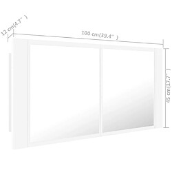 vidaXL Armoire salle de bain à miroir LED Blanc 100x12x45 cm Acrylique pas cher