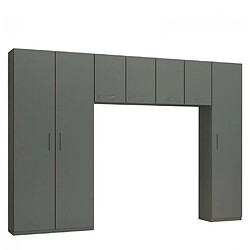 Inside 75 Ensemble de rangement pont 4 portes gris graphite mat largeur 320 cm 