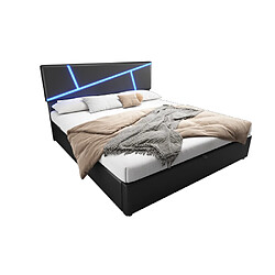 ComfortXL Lit Rembourré Confortable Avec Bandeaux LED, 180 * 200 Cm, Noir 