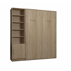 Inside 75 Composition armoire lit escamotable SMART-V2 chêne naturel Couchage 160 x 200 cm 