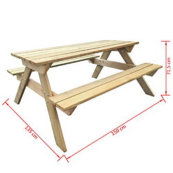 Avis vidaXL Table de pique-nique 150 x 135 x 71,5 cm Bois