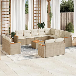 Maison Chic Salon de jardin avec coussins 13 pcs | Ensemble de Table et chaises | Mobilier d'Extérieur beige résine tressée -GKD26287