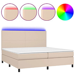 vidaXL Sommier à lattes de lit avec matelas LED Cappuccino 200x200 cm