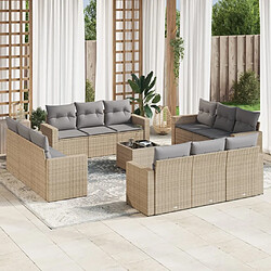 vidaXL Salon de jardin avec coussins 13 pcs beige résine tressée 