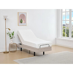 Avis Vente-Unique Sommier électrique de relaxation déco - 90 x 200 cm - Tissu - Beige - ALPANA de YSMÉE