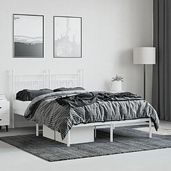 Avis Maison Chic Lit adulte 150x200cm- Cadre de lit métal avec tête de lit pour chambre blanc -MN56990