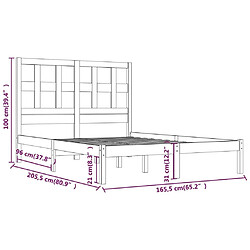 Maison Chic Lit Moderne Chambre - Cadre/structure de lit pour adulte Bois de pin massif 160x200 cm -MN69906 pas cher