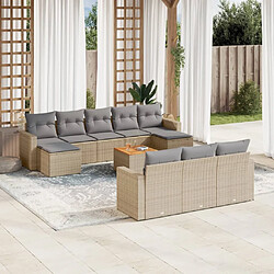 vidaXL Salon de jardin 11 pcs avec coussins beige résine tressée 