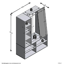 Avis FMD Armoire avec 4 compartiments et miroir 105x39,7x151,3 cm Blanc