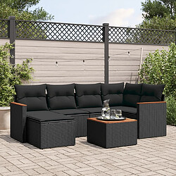 Maison Chic Ensemble Tables et chaises d'extérieur 7pcs avec coussins,Salon de jardin noir résine tressée -GKD493083