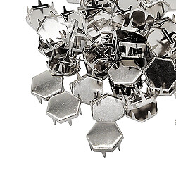 Avis 50 pcs métal griffe punk rivets hex piques rivet pour sacs chaussures deocr argent