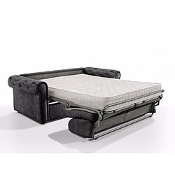 Avis Inside 75 Canapé lit 2-3 places CHESTERFIELD Convertible Express 120 cm matelas 18 cm velours gris