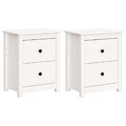 vidaXL Tables de chevet 2 pcs Blanc 50x35x61,5 cm Bois de pin massif