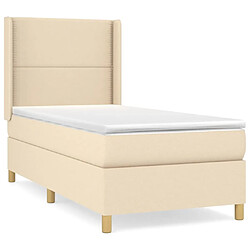 Maison Chic Structures de lit + matelas,Lit à sommier tapissier et matelas pour Chambre Crème 90x190 cm Tissu -MN10388