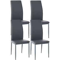 Decoshop26 Lot de 4 chaises de salle à manger design simple en synthétique gris cadre en métal noir CDS10399