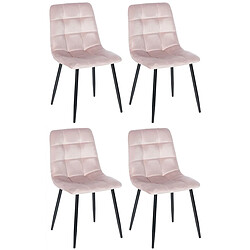 Decoshop26 Lot de 4 chaises de salle à manger style moderne et confortable en tissu velours rose et métal noir 10_0001792 