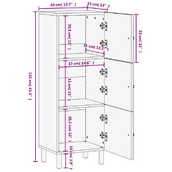 vidaXL Buffet noir 40x33x110 cm bois de manguier massif pas cher