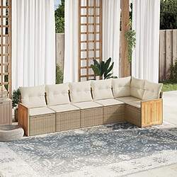 vidaXL Salon de jardin avec coussins 6 pcs beige résine tressée