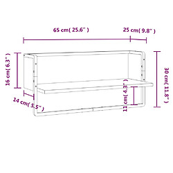 vidaXL Étagère murale avec barre sonoma gris 65x25x30 cm pas cher