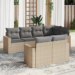 vidaXL Salon de jardin avec coussins 7 pcs beige résine tressée 