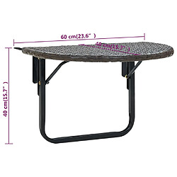 vidaXL Table de balcon Marron 60x60x40 cm Résine tressée pas cher