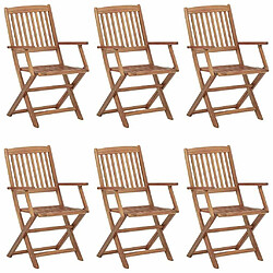 Maison Chic Lot de 6 Chaises pliables de jardin avec coussins - Fauteuil d'extérieur Bois d'acacia -MN82887