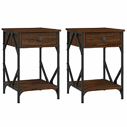 Maison Chic Tables de chevet 2pcs - Table basse Table de nuit - Chêne marron 40x42x60cm Bois d'ingénierie -MN70557