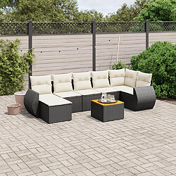 vidaXL Salon de jardin 8 pcs avec coussins noir résine tressée