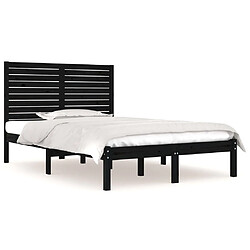 Maison Chic Lit Moderne Chambre - Cadre/structure de lit pour adulte Noir Bois massif 135x190 cm Double -MN16155