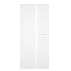 Pegane Armoire, meuble de rangement avec 3 portes coloris blanc - Longueur 90 x Profondeur 52 x Hauteur 205 cm 