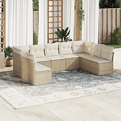 Maison Chic Salon de jardin avec coussins 9 pcs | Ensemble de Table et chaises | Mobilier d'Extérieur beige résine tressée -GKD55822