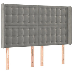 Maison Chic Tête de lit scandinave avec oreilles,meuble de chambre Gris clair 147x16x118/128 cm Velours -MN80376