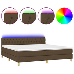 vidaXL Sommier à lattes de lit matelas et LED Marron foncé 200x200 cm