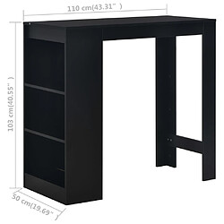 vidaXL Table de bar avec étagère Noir 110x50x103 cm pas cher