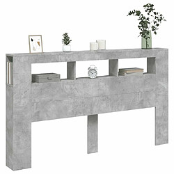 Maison Chic Tête de lit scandinave à LED,meuble de chambre gris béton 180x18,5x103,5cm bois d'ingénierie -MN64708 pas cher