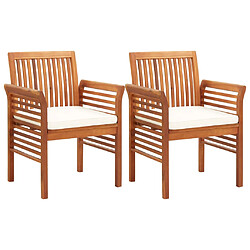 vidaXL Chaises à manger de jardin et coussins lot de 2 acacia massif