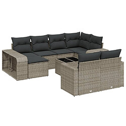 vidaXL Salon de jardin 11 pcs avec coussins gris résine tressée