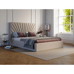 Lit coffre 140 x 190 cm - Tissu - Beige + Matelas - RILIODA de Pascal Morabito 