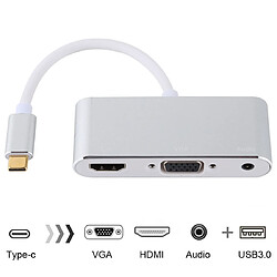 Wewoo HUB USB 2.0 + port audio + adaptateur VUB + HDMI vers USB-C / Type-C argent